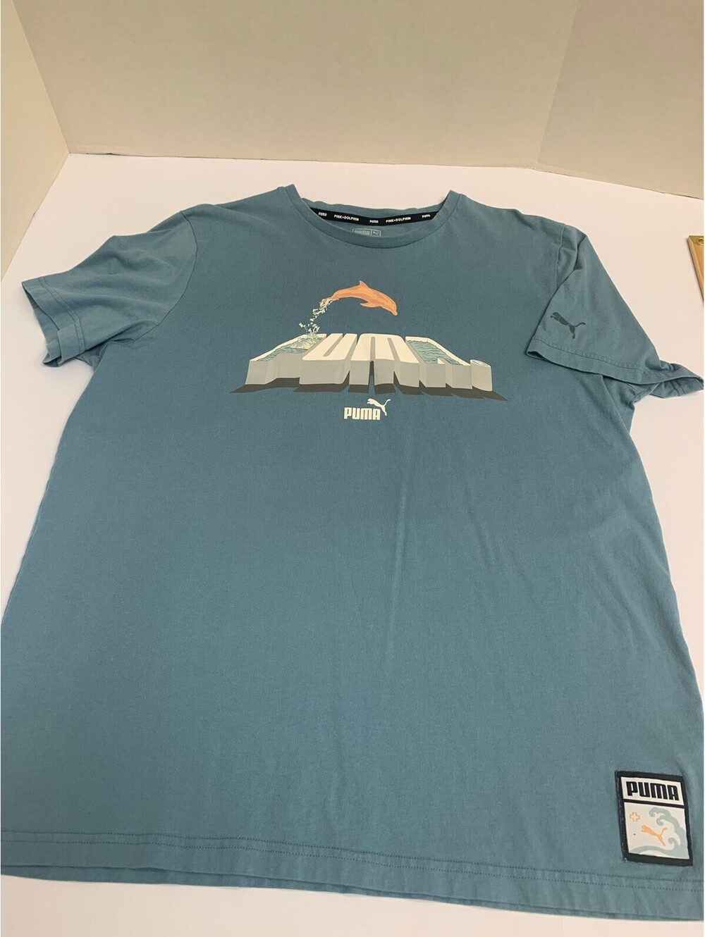 Puma x Pink Dolphin Men's XL Blue Graphic T Shirt Dolphin Collab Size XL